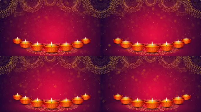 印度排灯节快乐，贺卡。印度灯节燃烧的迪亚背景