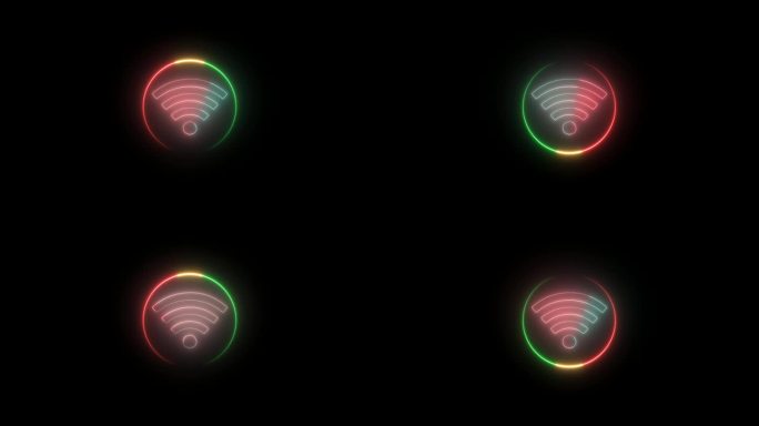 霓虹Wi-Fi热点符号，Wi-Fi网络连接动画。网络与技术理念。