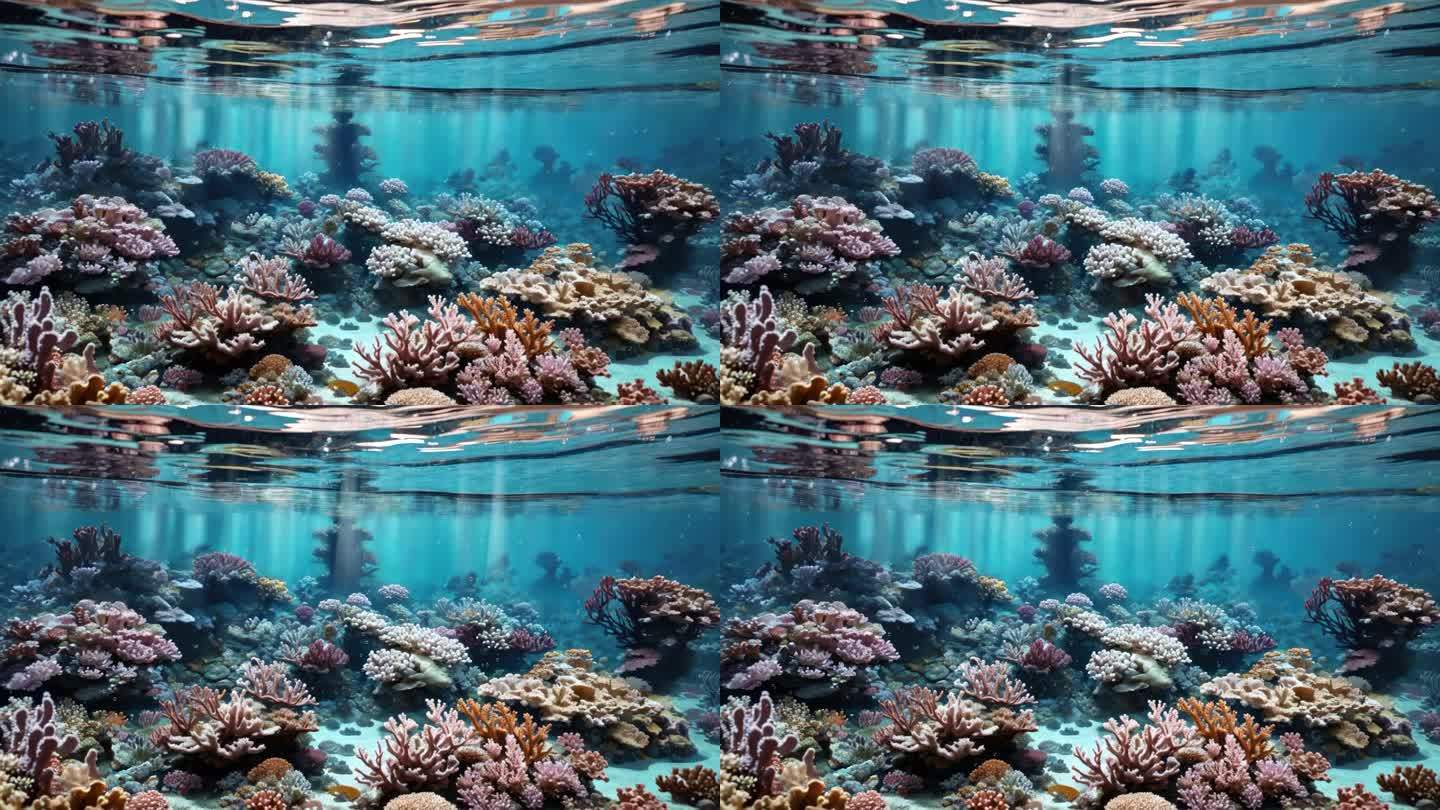 海底五颜六色的珊瑚礁植物的背景