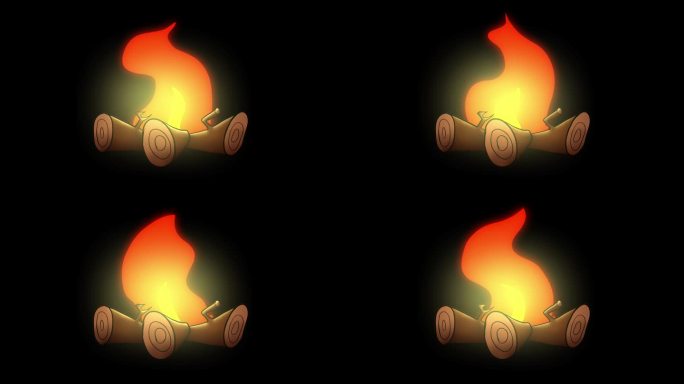 篝火燃烧的动画。抠像通道特效素材火苗火焰