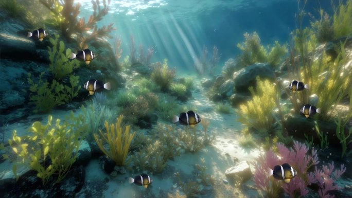 海底小丑鱼的水下背景