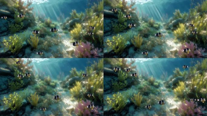 海底小丑鱼的水下背景