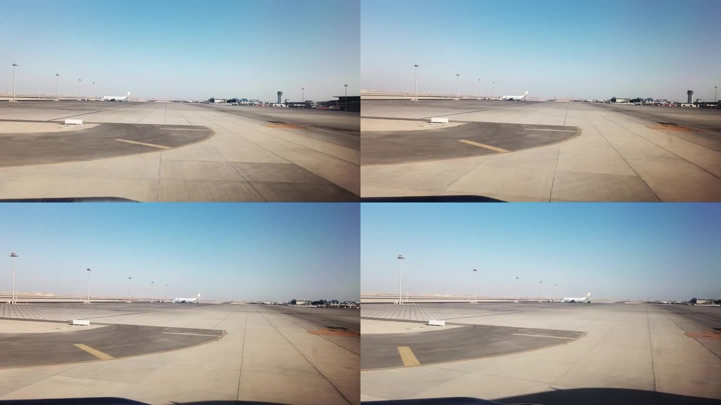 飞机抵达埃及赫尔格达机场。度假、旅行概念