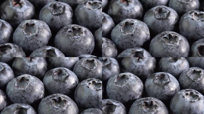 蓝莓旋转接近餐厅的背景，多汁的蓝莓广告，新鲜沼泽黑莓或伟大的越橘