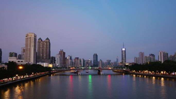 广州珠江夜景 海珠桥 老城区 延时