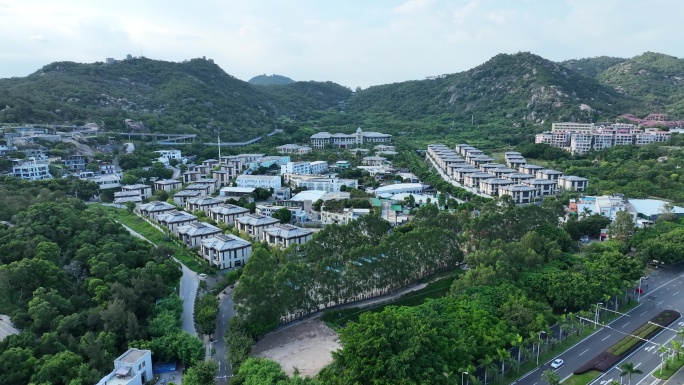 厦门环岛南路小区住宅区航拍山林度假村风景