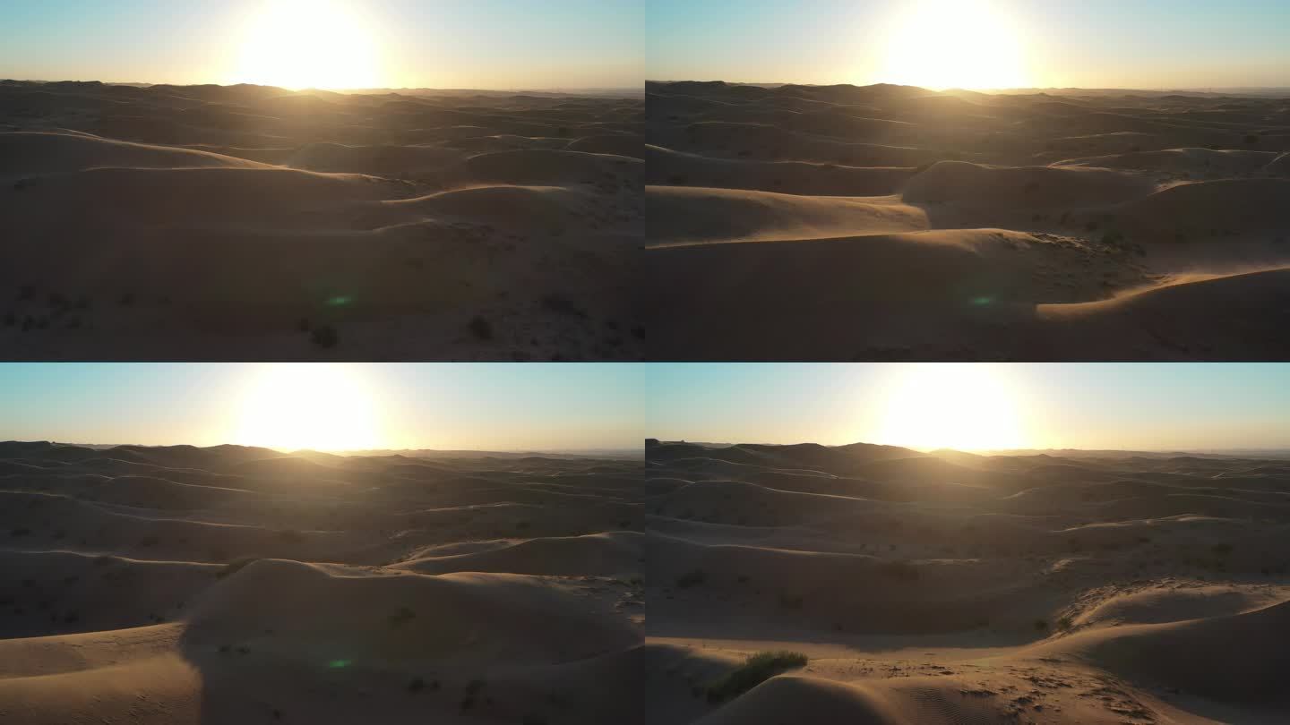 4K原素材-航拍金色夕阳中的沙漠