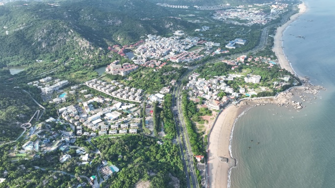 厦门环岛南路小区住宅区航拍海边度假村风景