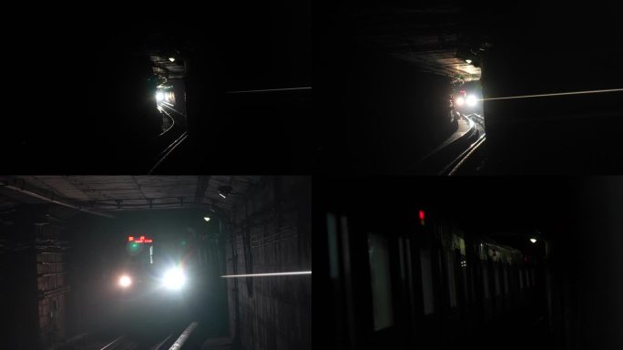 4K实拍地铁列车进站电影感穿越午夜列车