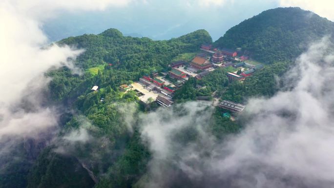 天门山寺 航拍 4K 云雾