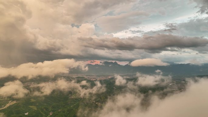 天门山 延时  晚霞 夕阳 4K