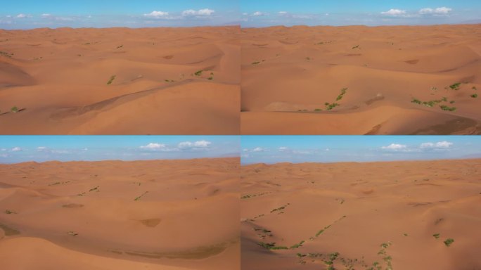 4K原素材-航拍腾格里沙漠，风吹流沙
