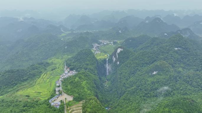 航拍广西山水风光通灵大峡谷