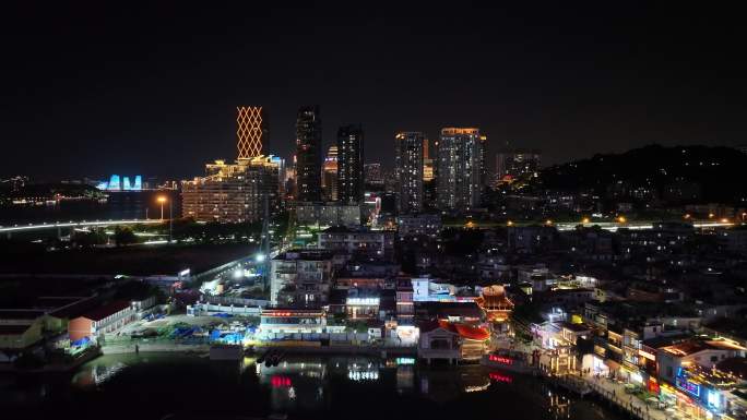 厦门沙坡尾夜景航拍厦港码头厦门老城区风光