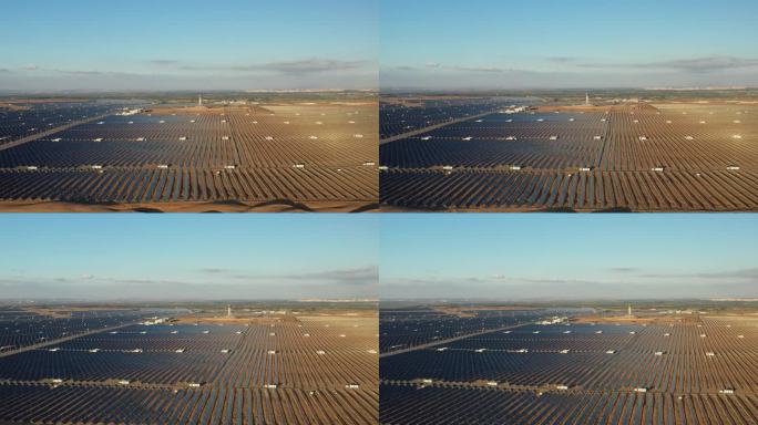 4K原素材-航拍腾格里光伏太阳能电厂