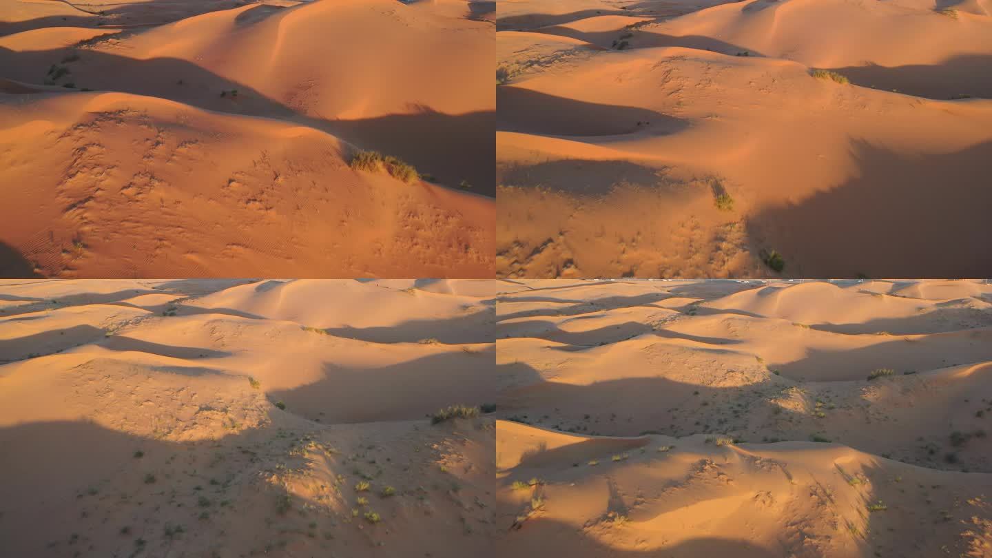 4K原素材-航拍金色夕阳中的沙漠
