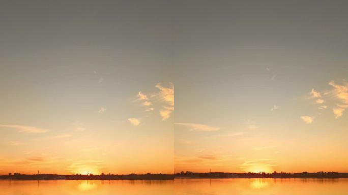 黄昏湖面落日竖屏4k拍摄