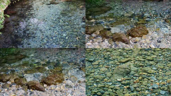清澈见底舒缓小溪流水泉水