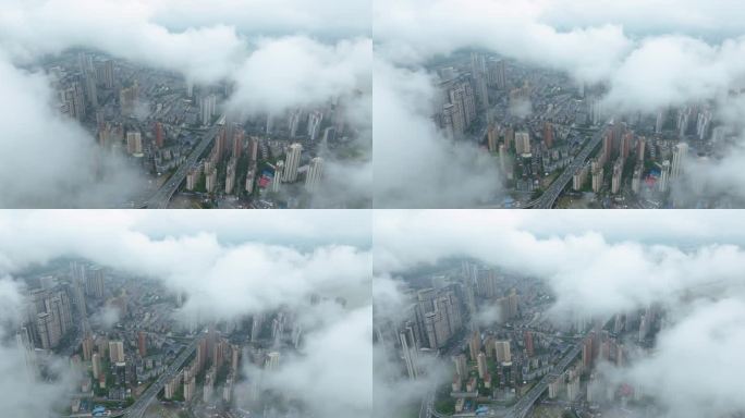 武汉夏日城市地标和天际线风光