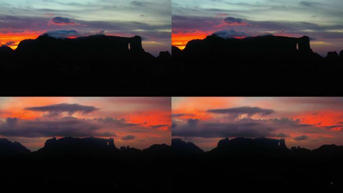 天门山 红霞 晚霞 4K 延时