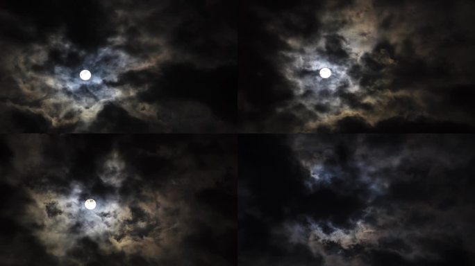 月亮 月亮穿云 4K 黑夜 延时