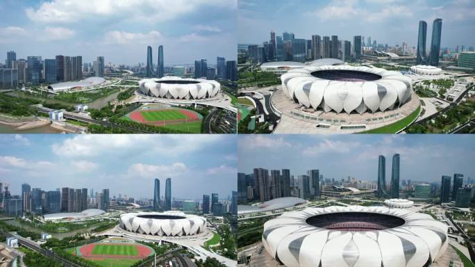 杭州奥体博览中心亚运会主场馆航拍