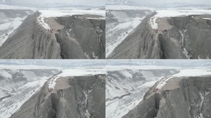 新疆安集海大峡谷 雪中大峡谷 大峡谷航拍