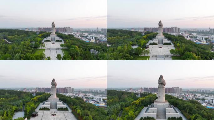 航拍随州炎帝神农故里神农尝百草塑像