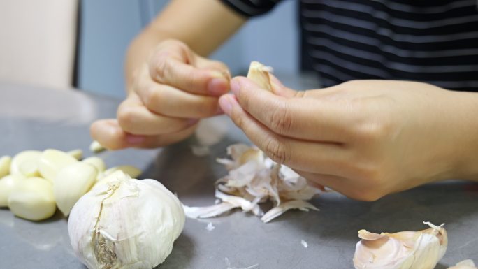 美食食物食材大蒜剥大蒜