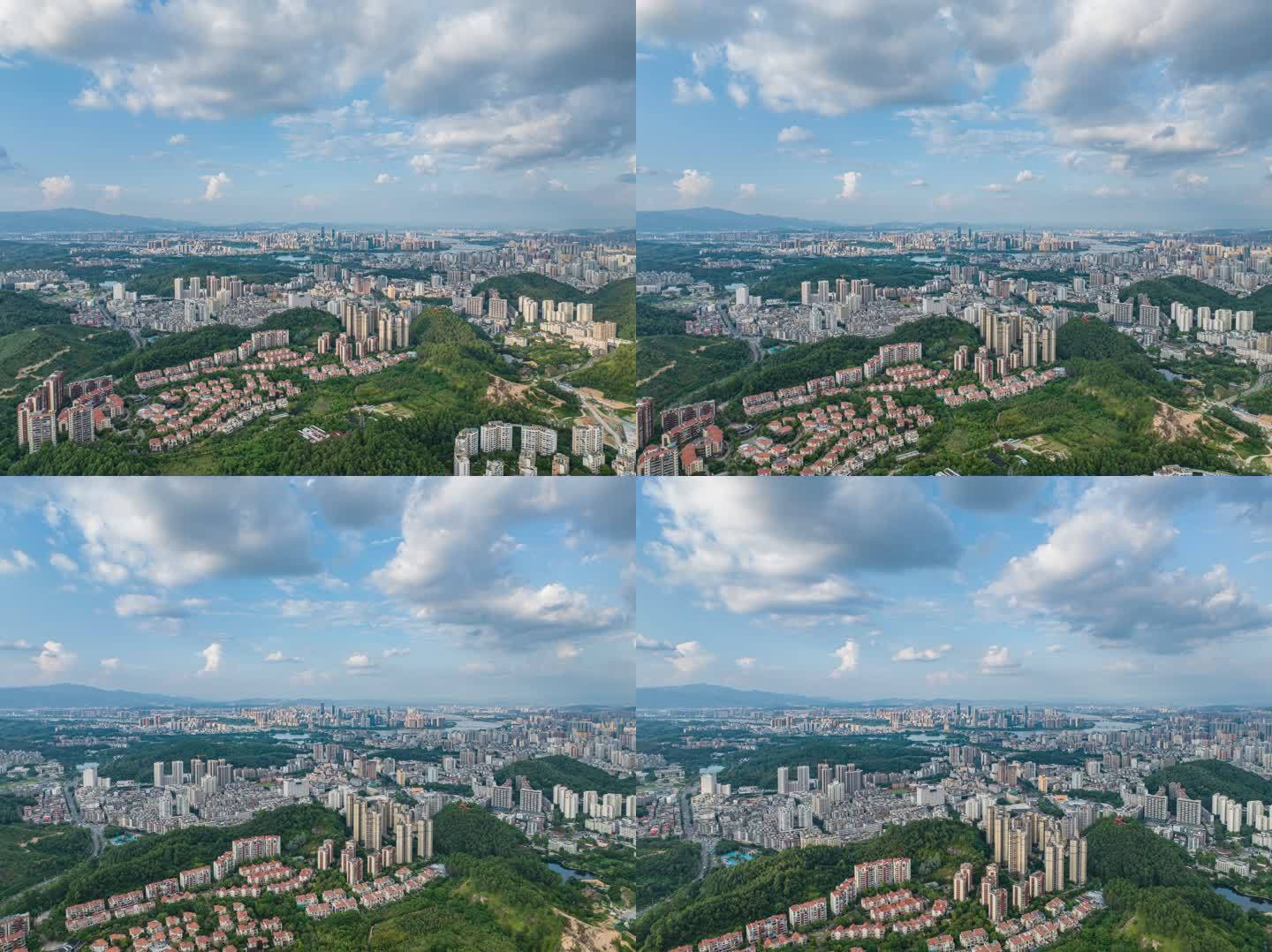 5K延时摄影大湾区惠州市城市大景鸟瞰图