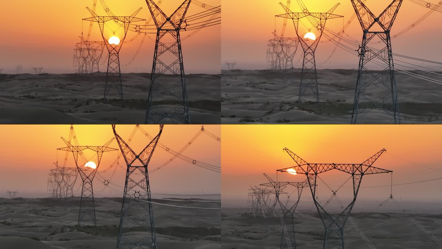 沙漠夕阳电塔05