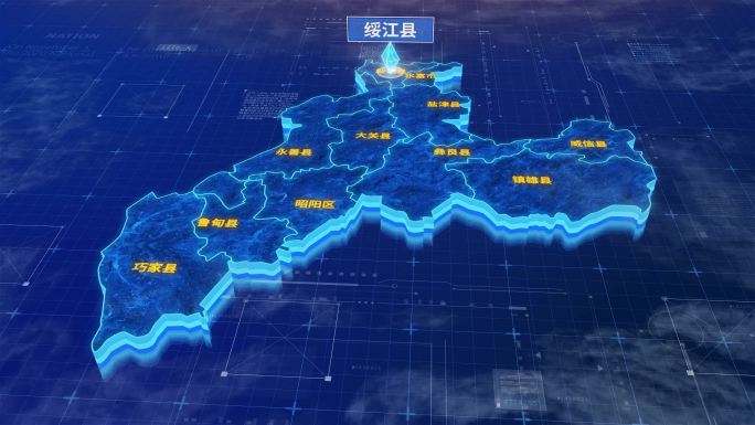 昭通市绥江县蓝色三维科技地图