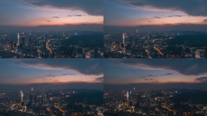 深圳罗湖高楼大厦城市夜景航拍高清视频