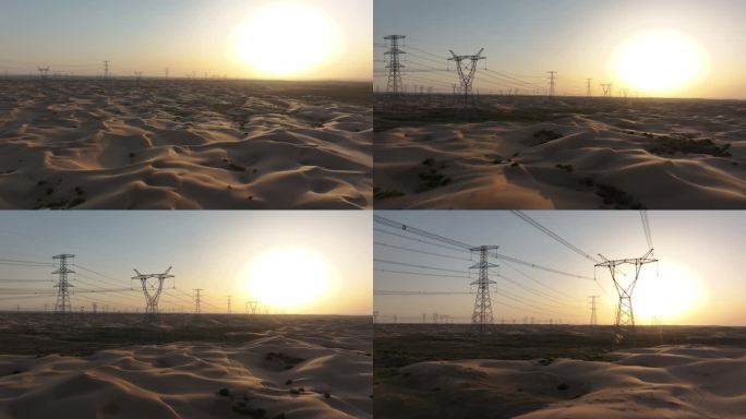 沙漠夕阳电塔01