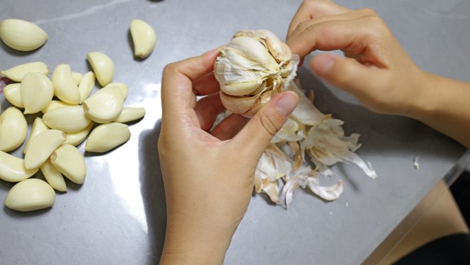 美食食物食材大蒜剥大蒜