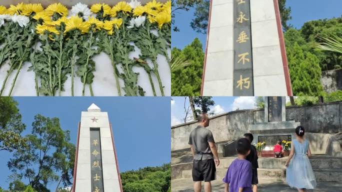 小学生向纪念碑敬礼爱国教育基地公祭日献花