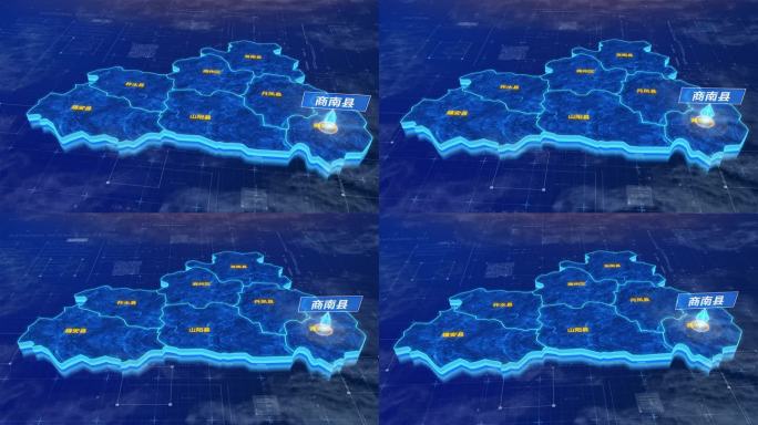 商洛市商南县蓝色三维科技地图