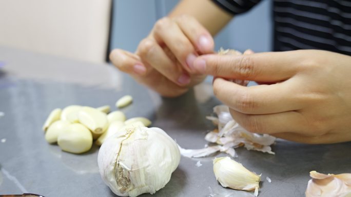 美食食物食材大蒜剥大蒜