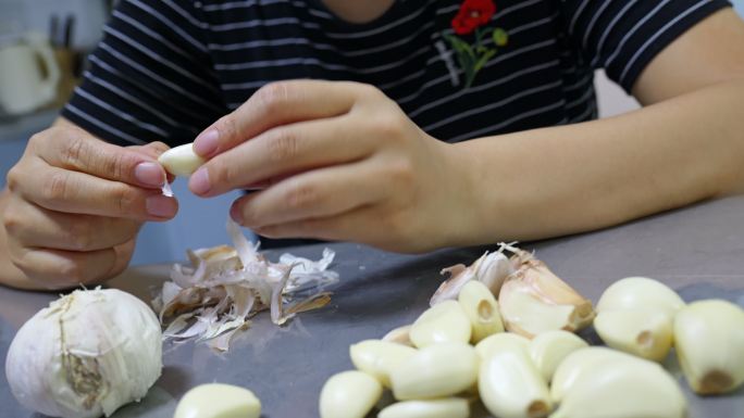 美食食物食材大蒜剥大蒜