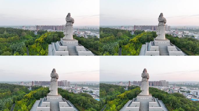 航拍随州炎帝神农故里神农尝百草塑像