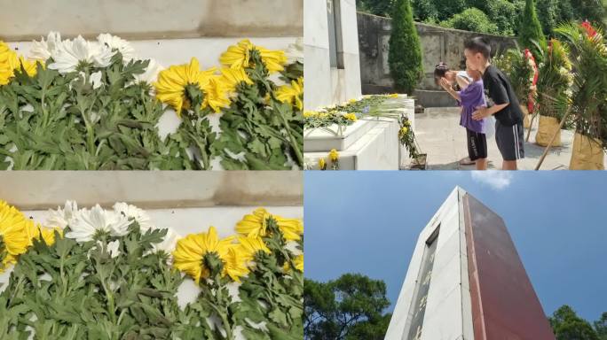 少儿向纪念碑献花公祭日烈士陵园纪念碑献花