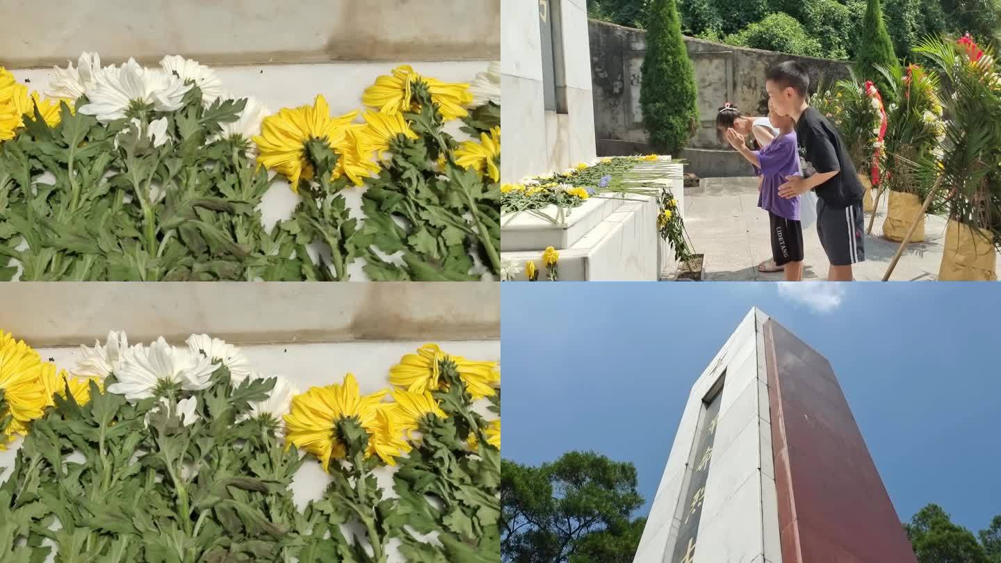 少儿向纪念碑献花公祭日烈士陵园纪念碑献花