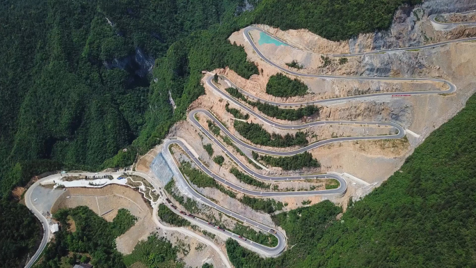 乡村公路山路航拍