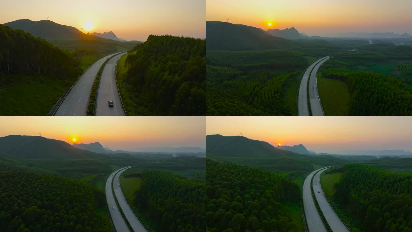 夕阳与高速公路