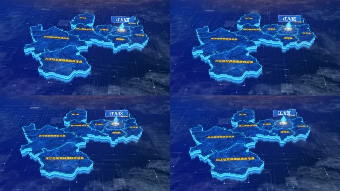 玉溪市江川区蓝色三维科技地图