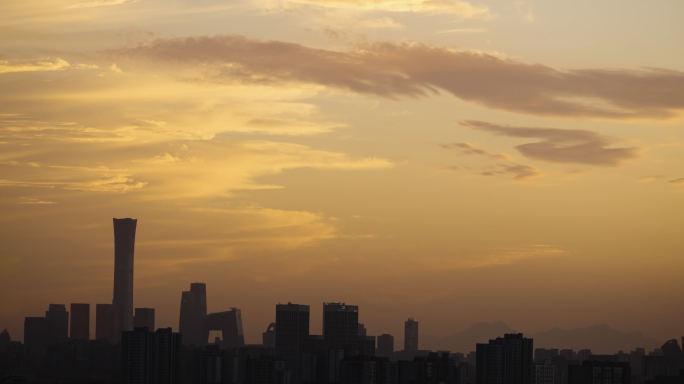 电影机 北京CBD城市黄昏延时 高楼大厦