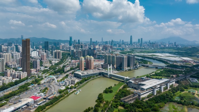 深圳河福田口岸深港河套科技合作区航拍大景