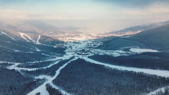 北大壶滑雪场空镜航拍