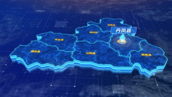 商洛市丹凤县蓝色三维科技地图