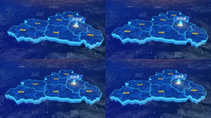 商洛市丹凤县蓝色三维科技地图